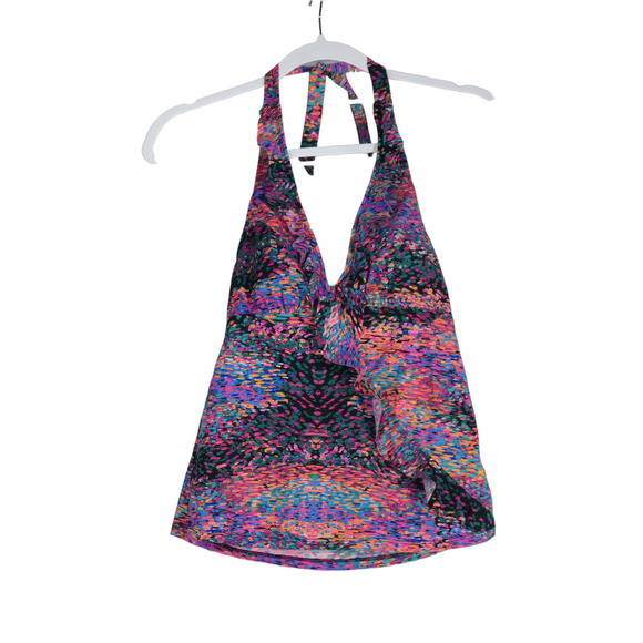 Assets Sara Blakely Spanx Tankini Womens Small Rainbow Swim Top Ruffle Bra Pads - Picture 1 of 9